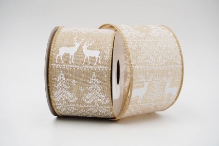Knit Printed Reindeer.Tree Ribbon_KF6401GC-13-183_Natural